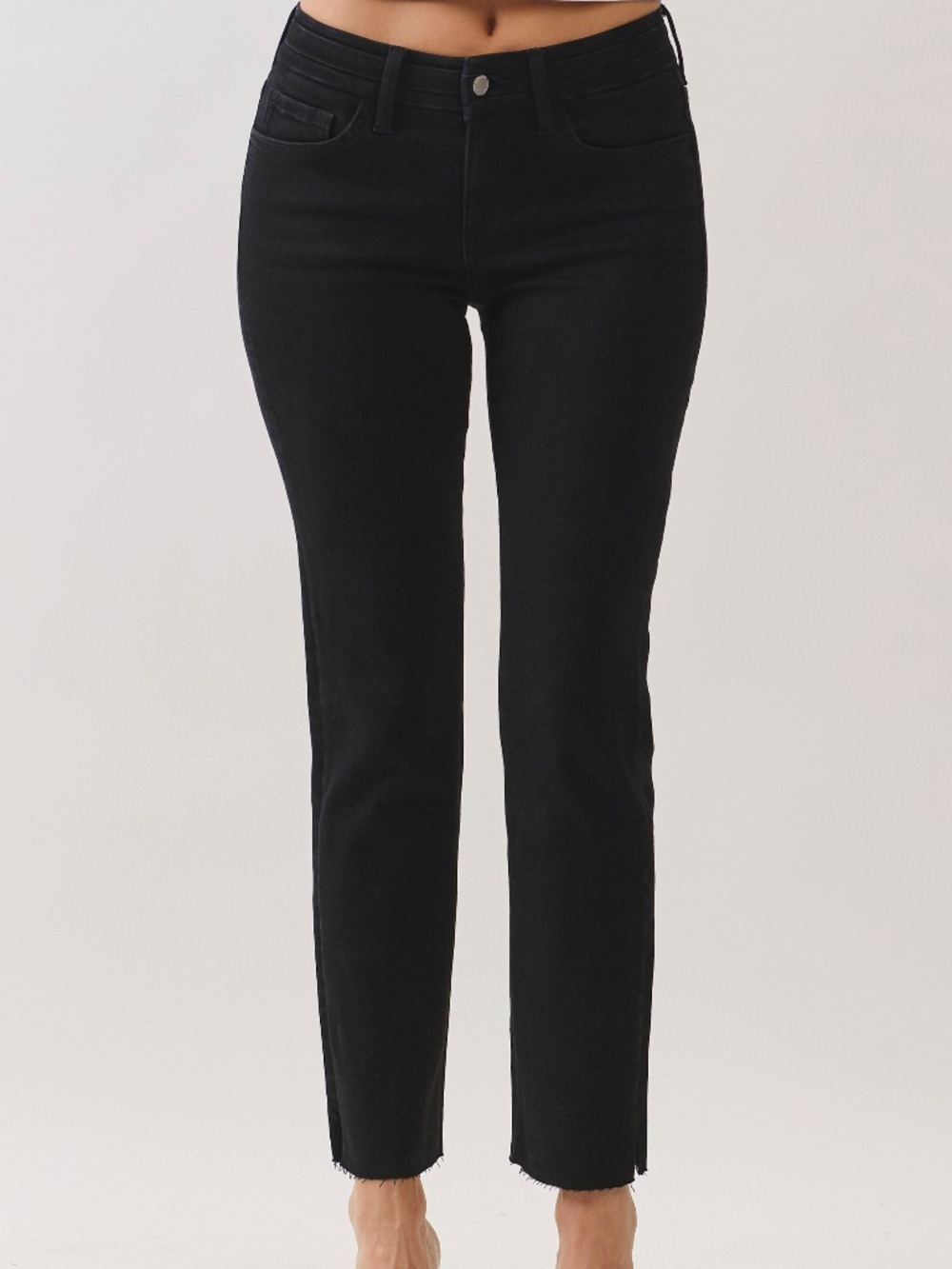 327 - Black Mid Rise Straight Leg Denim
